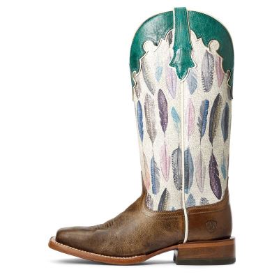 Ariat Western: Fonda Botas Western Mujer - Marrones / Blancas / Verde (UCMYQ3289)